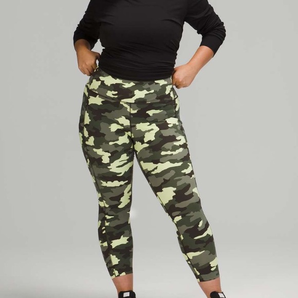 Lululemon Fast and Free Tight 25" Nulux Heritage 365 Camo Crispin Green Multi - Picture 2 of 5